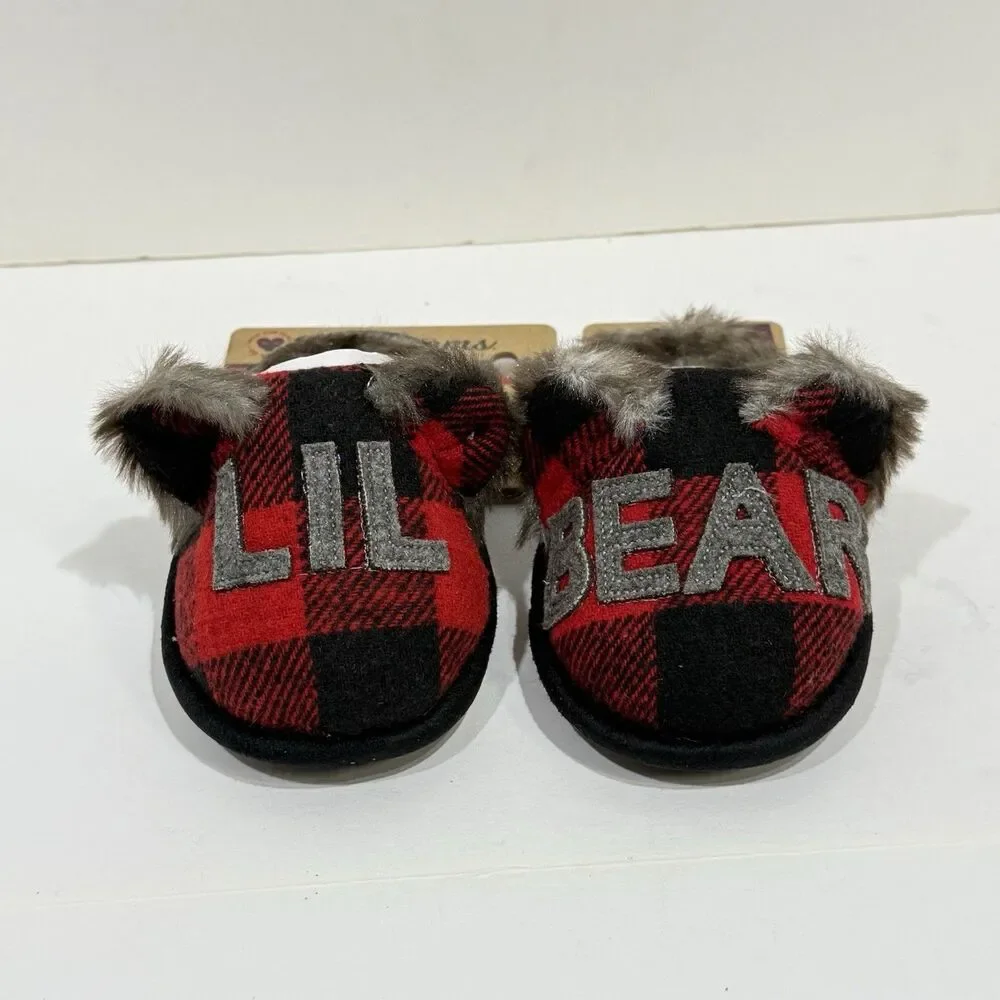 Dearfoams Kids Unisex Slipper Lil Bear Plaid US 5-6 Toddler
